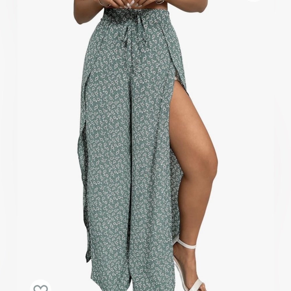 Wide leg long pants
